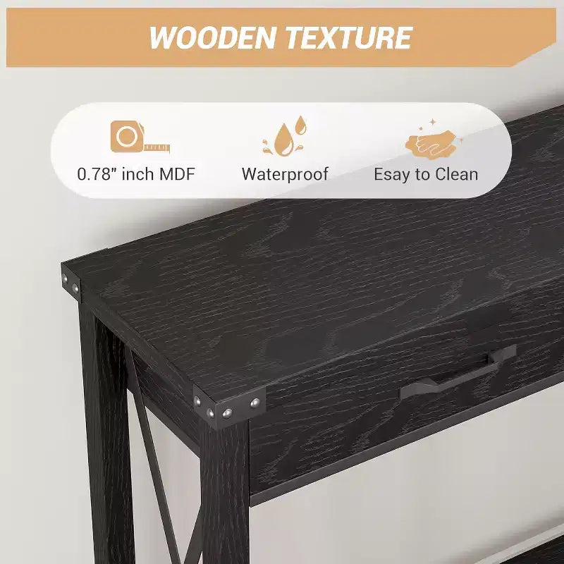 Console, Table de Canapé Étroite de Style Ferme Rustique