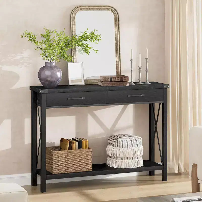 Console, Table de Canapé Étroite de Style Ferme Rustique