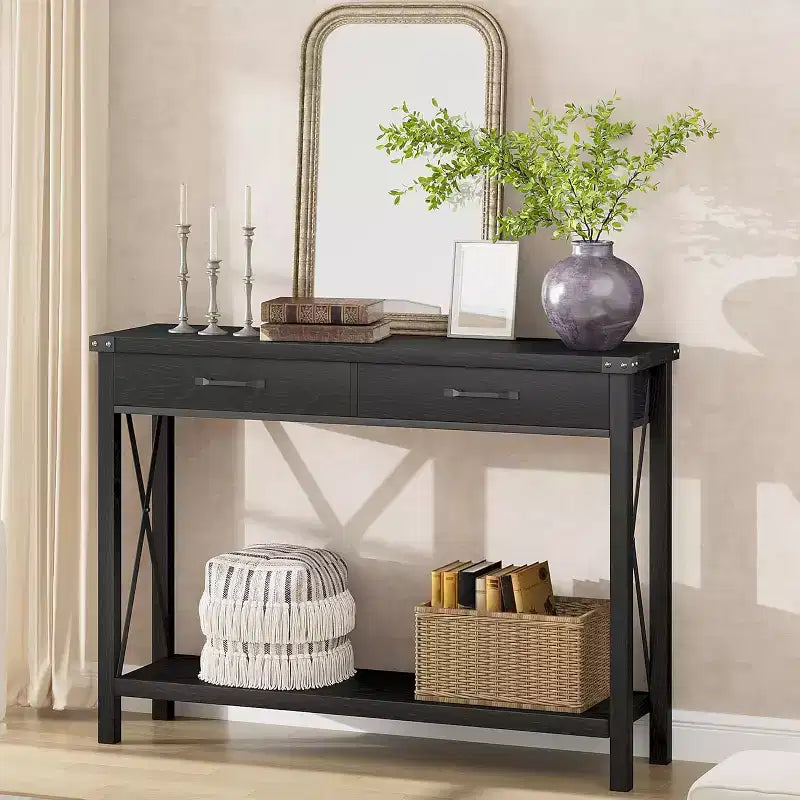 Console, Table de Canapé Étroite de Style Ferme Rustique