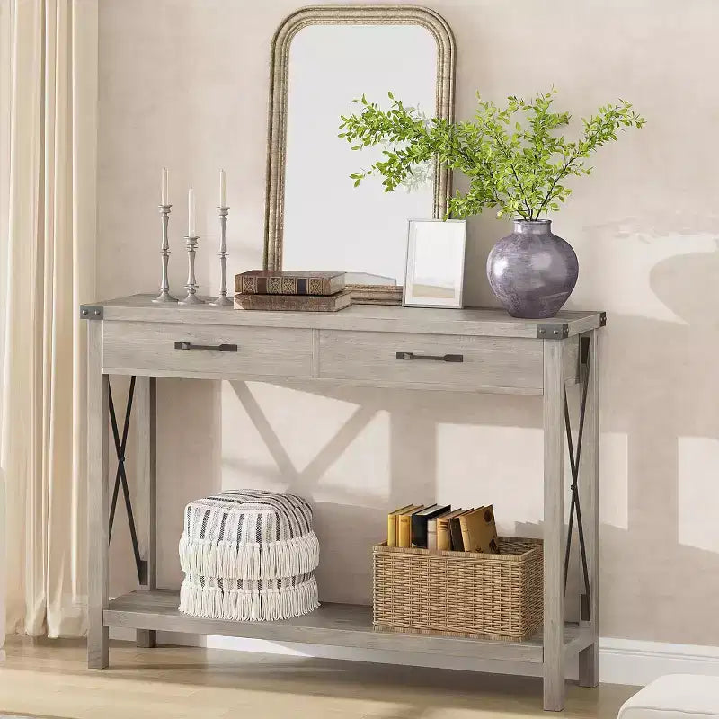 Console, Table de Canapé Étroite de Style Ferme Rustique
