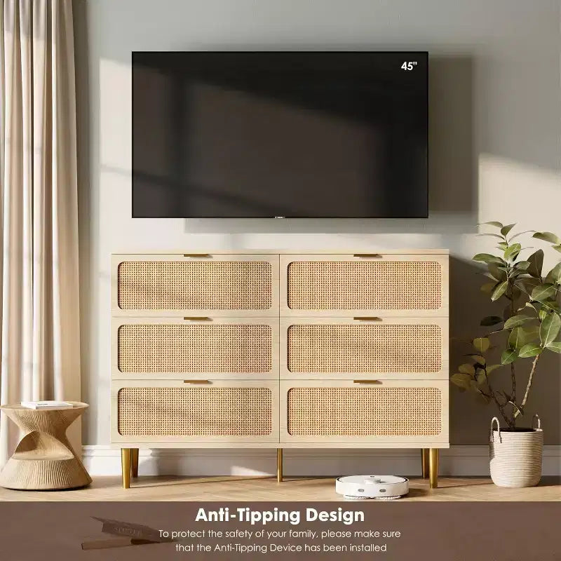 Tiroirs de commode en rotin, Armoire haute moderne