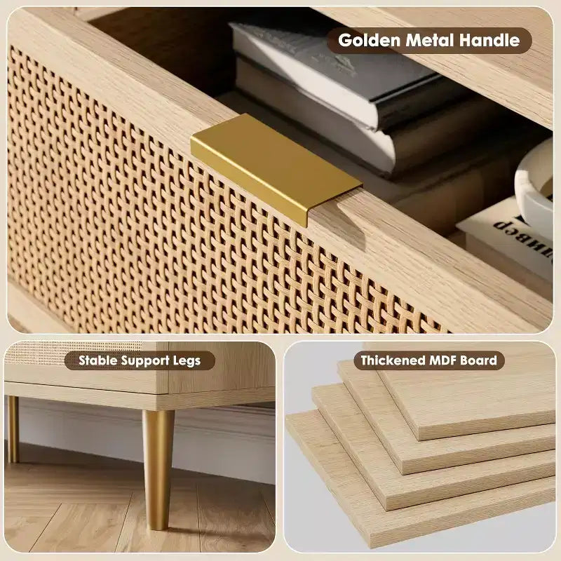 Tiroirs de commode en rotin, Armoire haute moderne