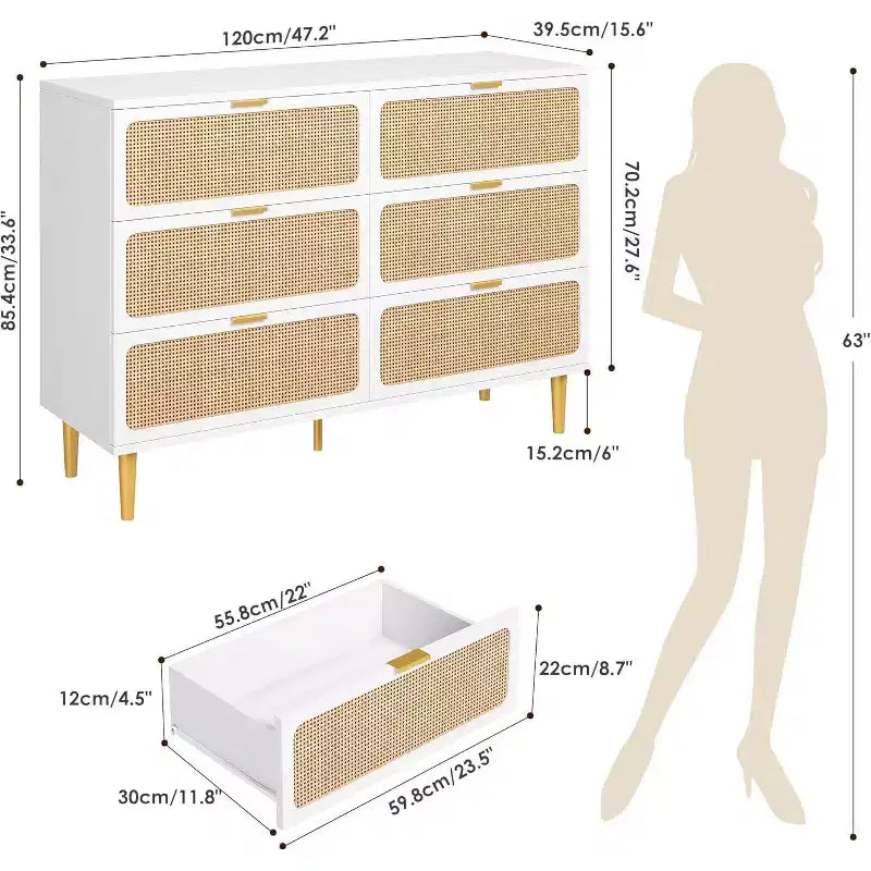 Tiroirs de commode en rotin, Armoire haute moderne