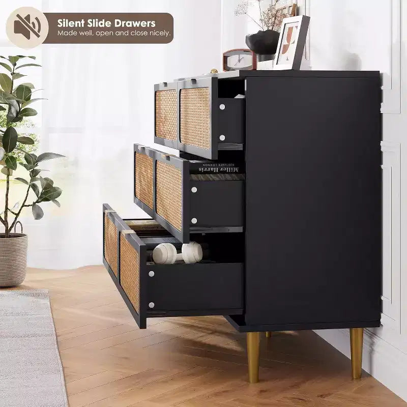 Tiroirs de commode en rotin, Armoire haute moderne