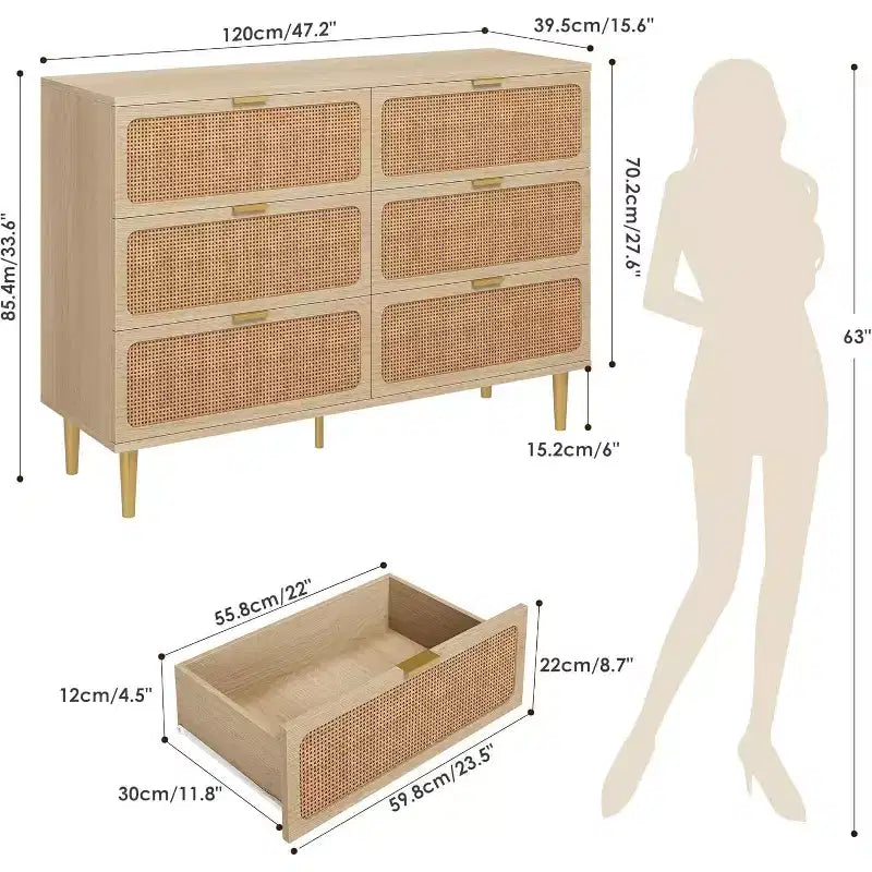 Tiroirs de commode en rotin, Armoire haute moderne