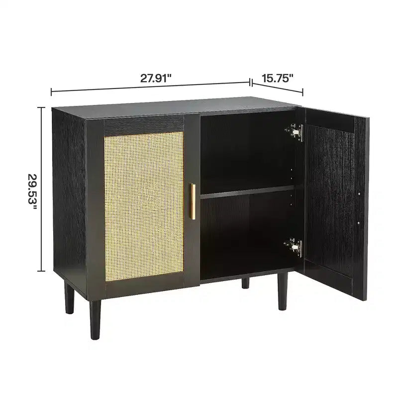 Bahut de salle à manger avec rangement, meuble de rangement en rotin