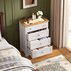 4 Drawer Wood Dresser for Bedroom with Light, Wooden Storage Cabinet, Chest of Drawers, Organizer Drawers for Living Room, Hallway, Closet