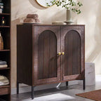 Bathroom Cabinet with Storage, Fluted Arched Free Standing Floor Cabinet with Adjustable Shelves, Modern Floor Storage Cabinet