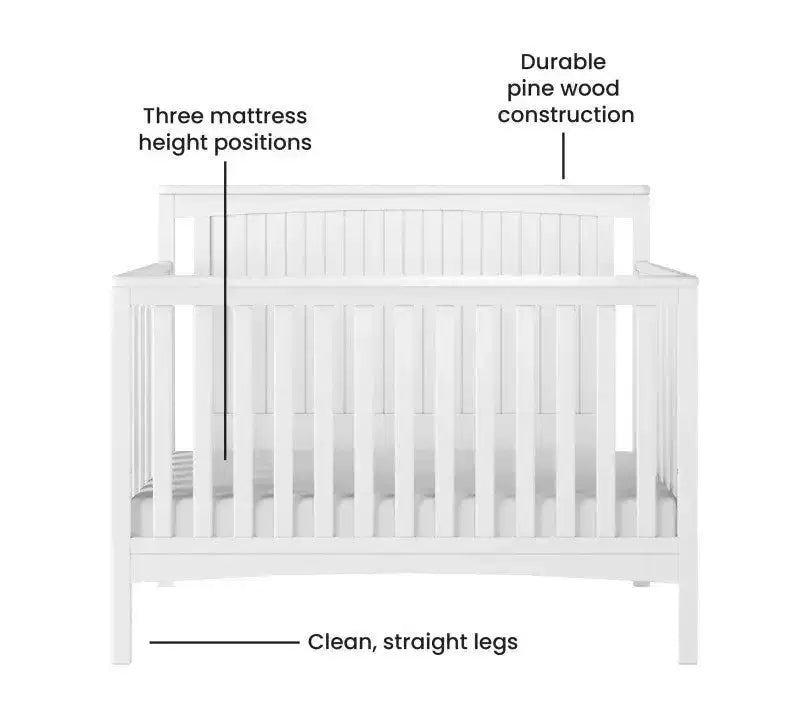 Lit de bébé convertible, commode avec plateau à langer et fauteuil à bascule confortable