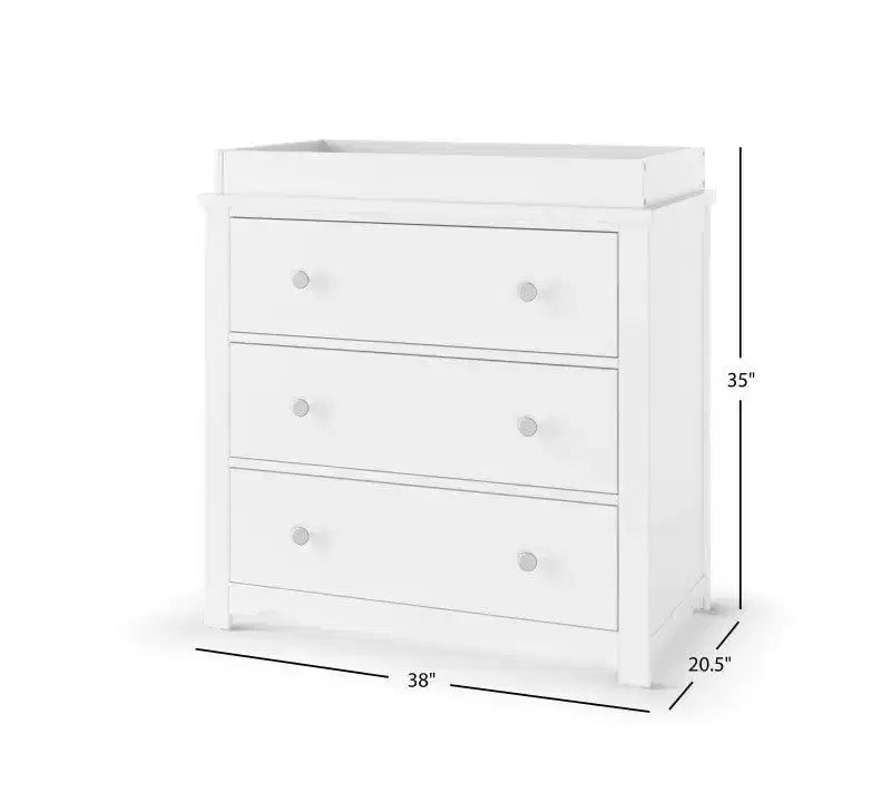 Lit de bébé convertible, commode avec plateau à langer et fauteuil à bascule confortable