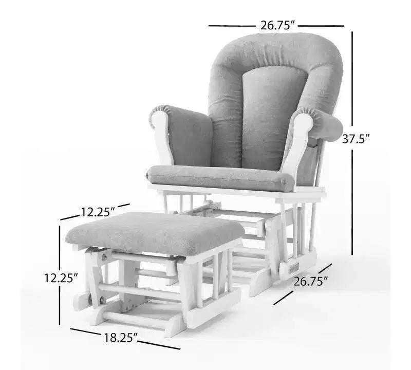 Lit de bébé convertible, commode avec plateau à langer et fauteuil à bascule confortable