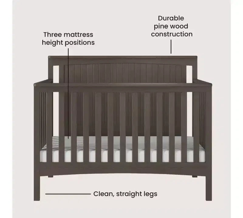 Lit de bébé convertible, commode avec plateau à langer et fauteuil à bascule confortable