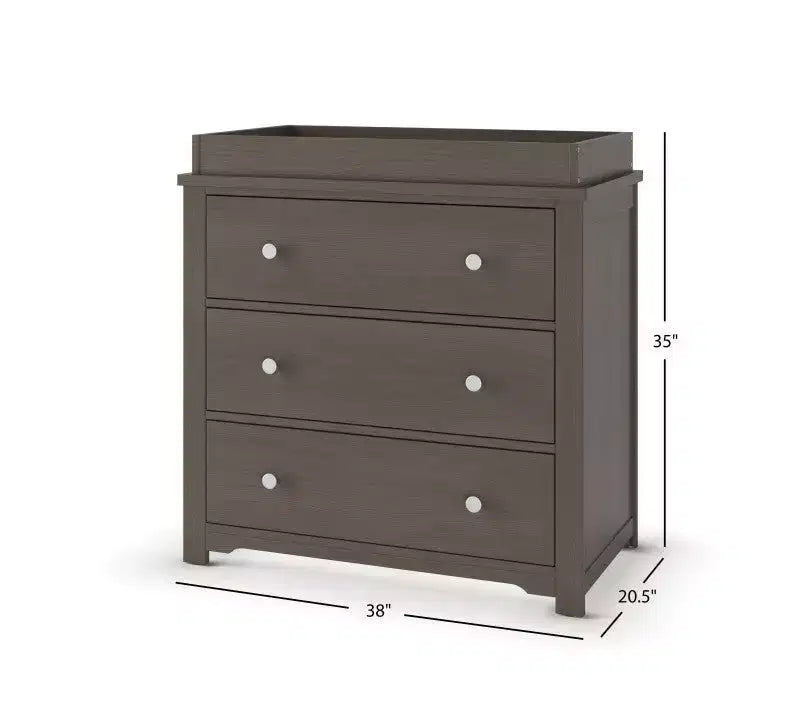 Lit de bébé convertible, commode avec plateau à langer et fauteuil à bascule confortable