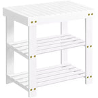 SONGMICS Shoe Rack Bench, 3-Tier Bamboo Shoe Storage Organizer, Entryway Bench, Holds Up to 286 lb, 11.3 x 19.7 x 17.8 Inches