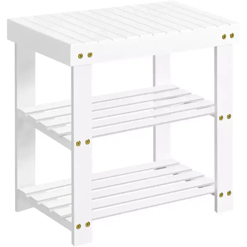 SONGMICS Shoe Rack Bench, 3-Tier Bamboo Shoe Storage Organizer, Entryway Bench, Holds Up to 286 lb, 11.3 x 19.7 x 17.8 Inches