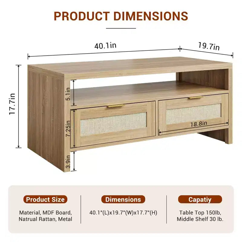 Table en rotin du milieu du siècle