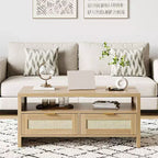 Table en rotin du milieu du siècle