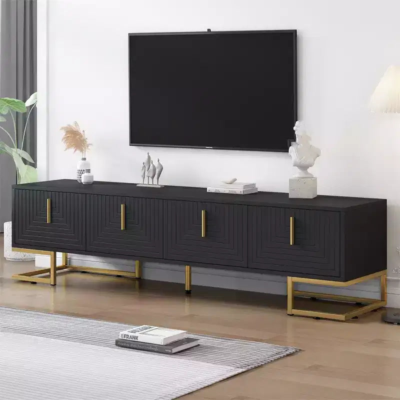 Meuble TV, panneau en bois ondulé