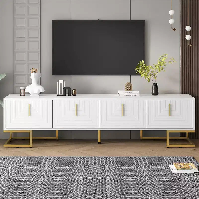 Meuble TV, panneau en bois ondulé