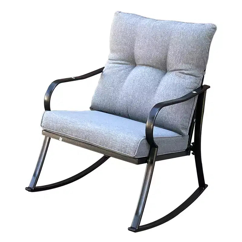 Modern 2 Seater Rocker Teapoy Set of 3, Upholstered Rocking Armchairs with Cushions for Patio Deck Porch Outdoor