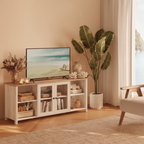 Meuble TV blanc rustique et greige chiné