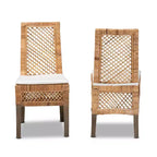 Chaise de salle à manger en rotin et bois