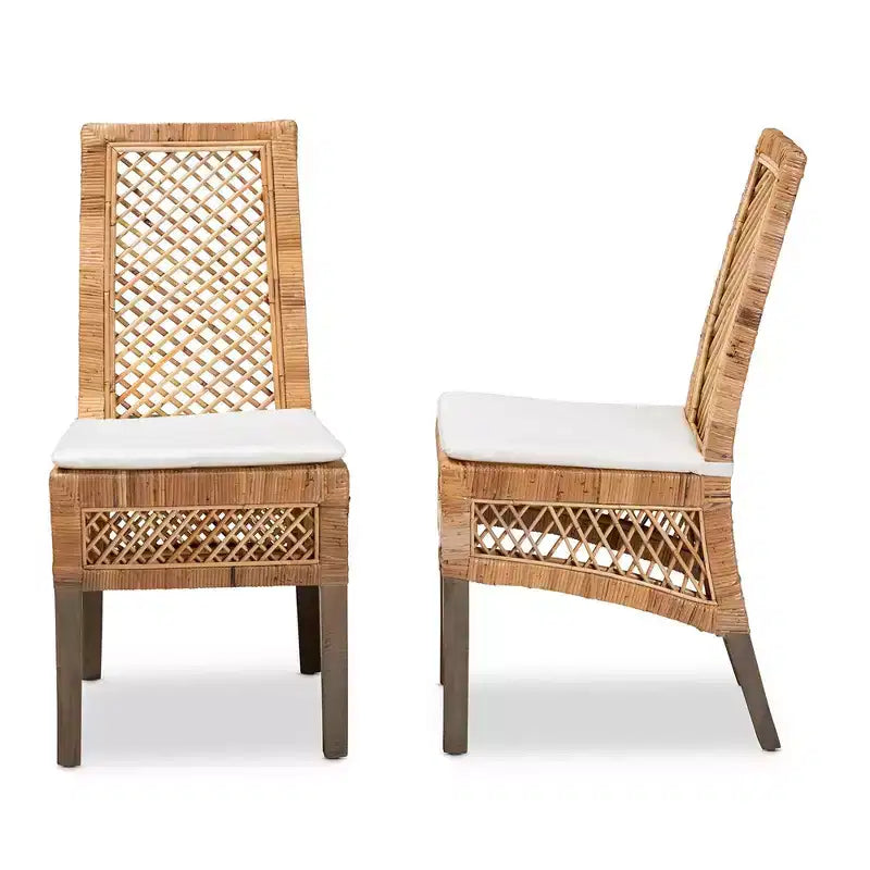 Chaise de salle à manger en rotin et bois