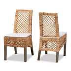Chaise de salle à manger en rotin et bois