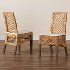 Chaise de salle à manger en rotin et bois