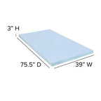Cadre de lit en métal Plateforme Surmatelas en mousse à mémoire de forme gel rafraîchissant