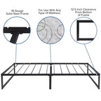 Cadre de lit en métal Plateforme Surmatelas en mousse à mémoire de forme gel rafraîchissant