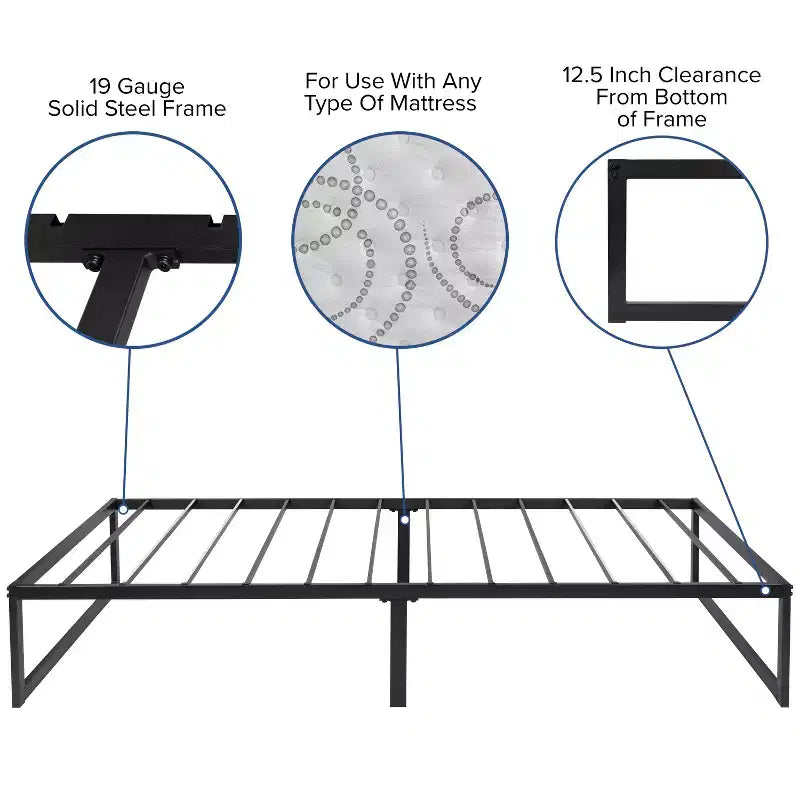 Cadre de lit en métal Plateforme Surmatelas en mousse à mémoire de forme gel rafraîchissant
