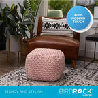 Pouf repose-pieds carré - Rose poudré