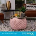 Pouf repose-pieds carré - Rose poudré