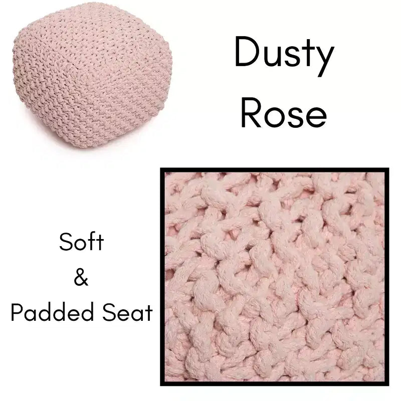 Pouf repose-pieds carré - Rose poudré