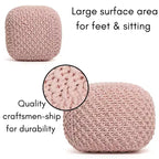 Pouf repose-pieds carré - Rose poudré