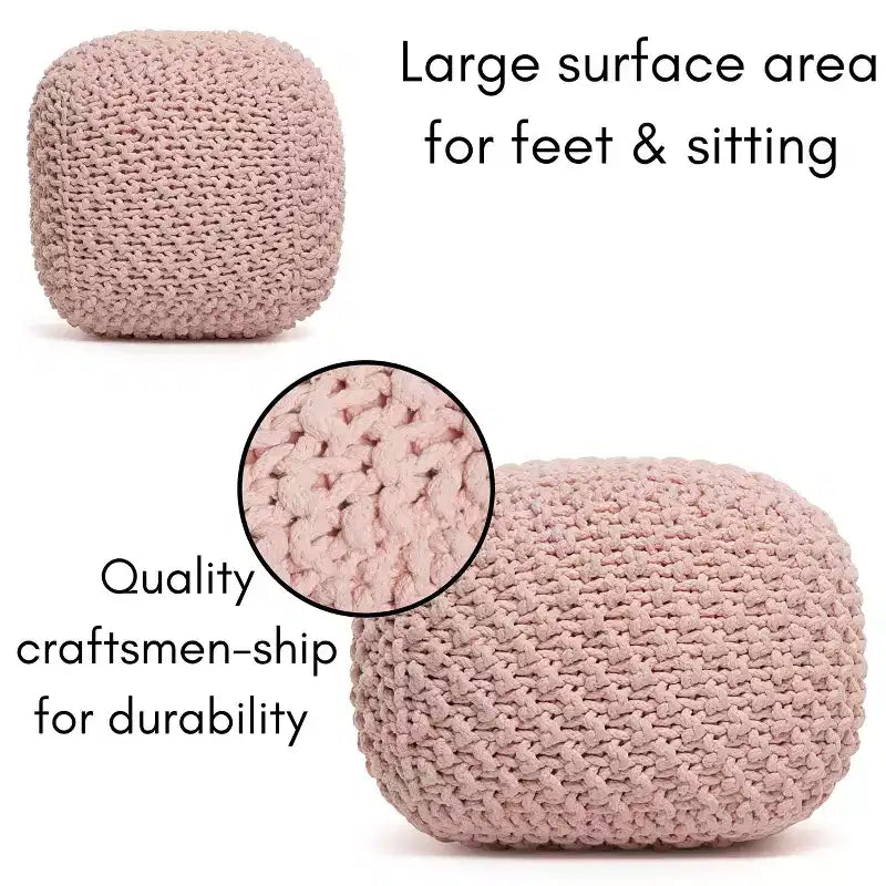 Pouf repose-pieds carré - Rose poudré