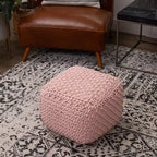 Pouf repose-pieds carré - Rose poudré