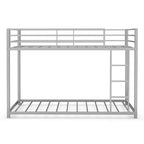 Costway Twin Bunk Bed Twin Over Frame Platform W/ Guard Rails & Side Ladder Silver